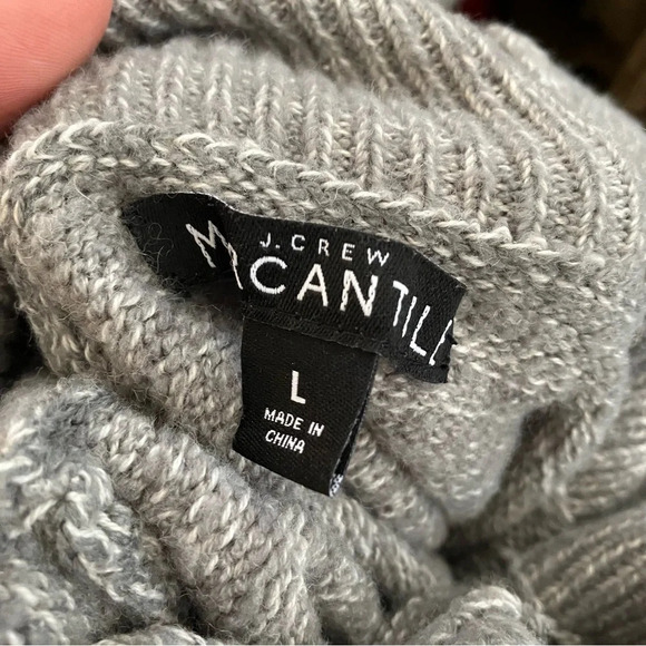 J. Crew Mercantile Gray Chunky Knit Turtleneck Sweater Large - Picture 6 of 6
